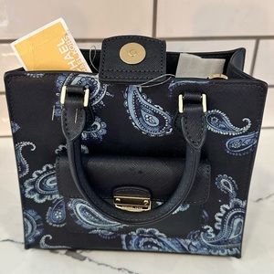 NWT NEW! Navy Blue Paisley Michael Kors Purse
